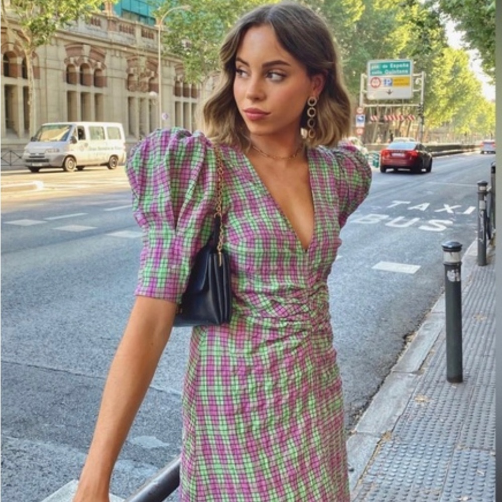 Zara Lavender and Mint Green Midi Dress - Picture 3 of 9